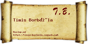 Timis Borbála névjegykártya